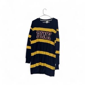 PINK Victoria's Secret Navy and Yellow Striped Top